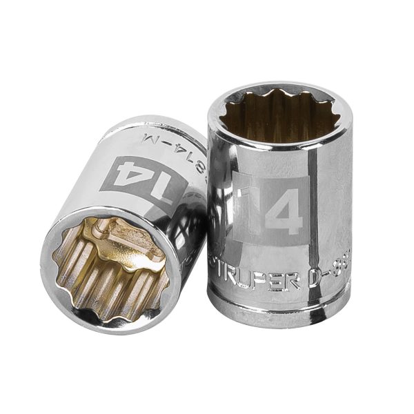 13634 - Dado de 14 mm, 12 puntas, cuadro 3/8', Truper
