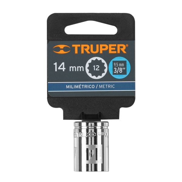 13634 - Dado de 14 mm, 12 puntas, cuadro 3/8', Truper
