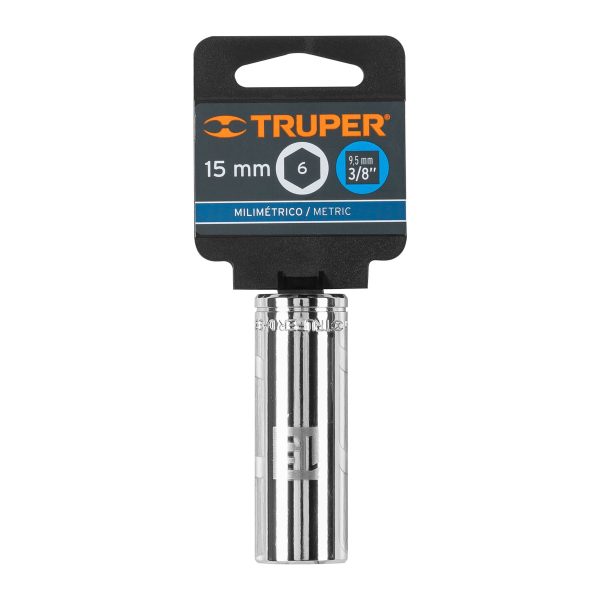 13775 - Dado largo de 15 mm, 6 puntas, cuadro 3/8', Truper