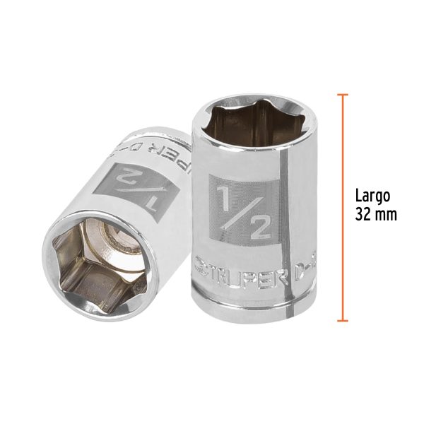 13609 - Dado de 1/2', 6 puntas, cuadro 3/8', Truper