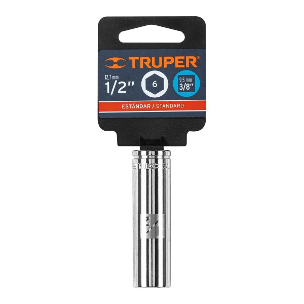 13714 - Dado largo de 1/2', 6 puntas, cuadro 3/8', Truper