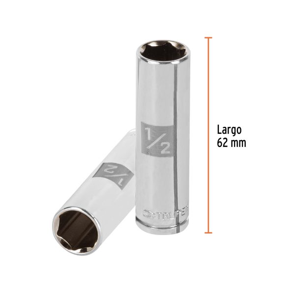 13714 - Dado largo de 1/2', 6 puntas, cuadro 3/8', Truper