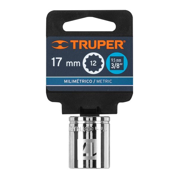 13637 - Dado de 17 mm, 12 puntas, cuadro 3/8', Truper