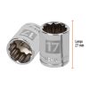 13637 - Dado de 17 mm, 12 puntas, cuadro 3/8', Truper