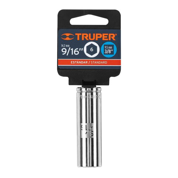 13715 - Dado largo de 9/16', 6 puntas, cuadro 3/8', Truper