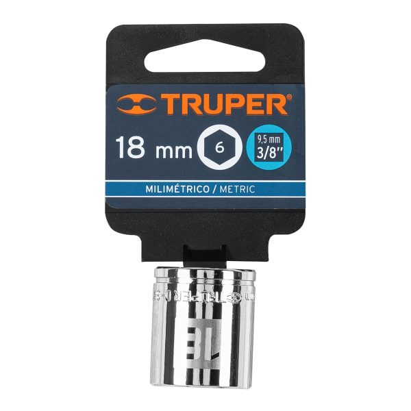 13682 - Dado de 18 mm, 6 puntas, cuadro 3/8', Truper