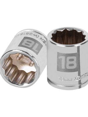 13638 - Dado de 18 mm, 12 puntas, cuadro 3/8', Truper