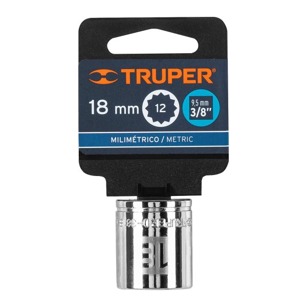 13638 - Dado de 18 mm, 12 puntas, cuadro 3/8', Truper