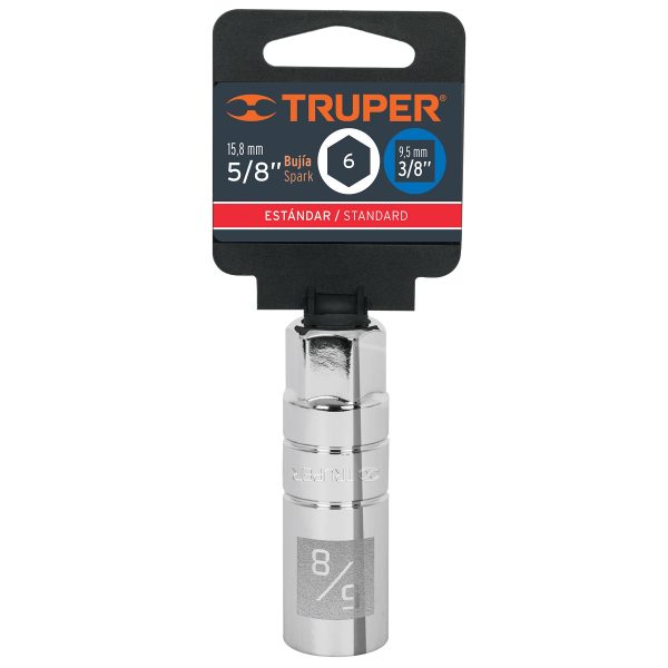 13655 - Dado para bujías de 5/8', 6 puntas, cuadro 3/8', Truper