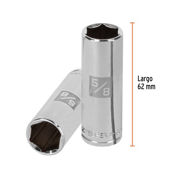 13716 - Dado largo de 5/8', 6 puntas, cuadro 3/8', Truper