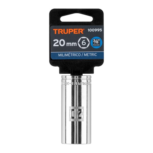 100995 - Dado largo de 20 mm, 6 puntas, cuadro 3/8', Truper