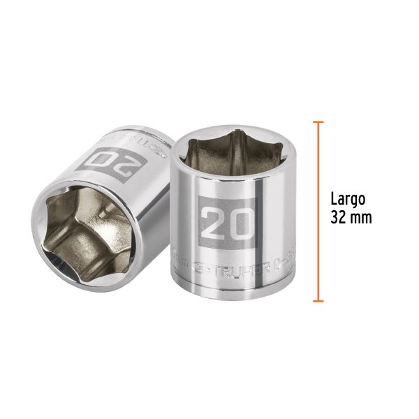 13684 - Dado de 20 mm, 6 puntas, cuadro 3/8', Truper