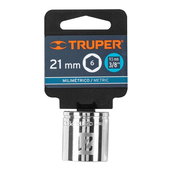 13685 - Dado de 21 mm, 6 puntas, cuadro 3/8', Truper