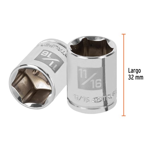 13612 - Dado de 11/16', 6 puntas, cuadro 3/8', Truper