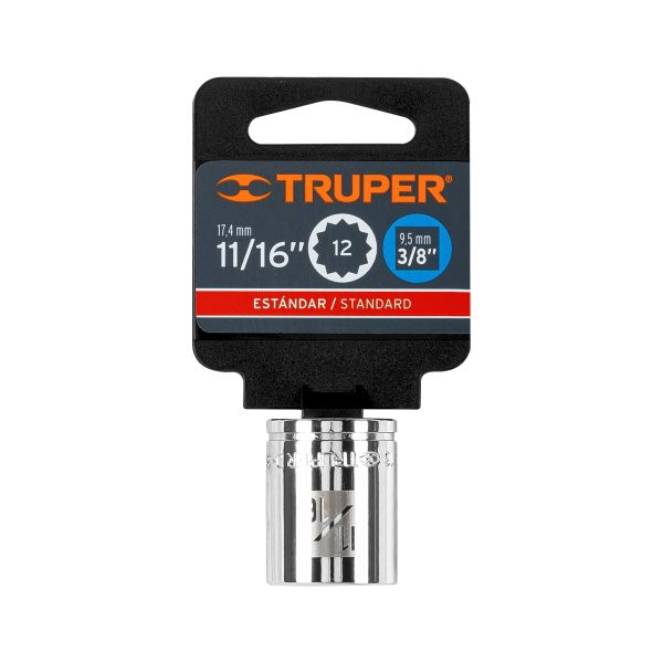 13587 - Dado de 11/16', 12 puntas, cuadro 3/8', Truper