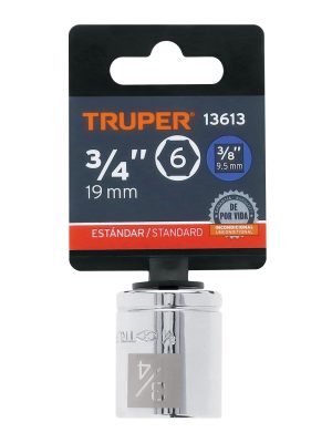 13613 - Dado de 3/4', 6 puntas, cuadro 3/8', Truper