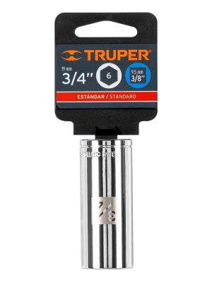 13718 - Dado largo de 3/4', 6 puntas, cuadro 3/8', Truper