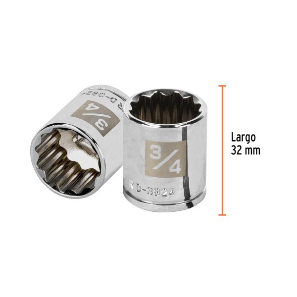 13588 - Dado de 3/4', 12 puntas, cuadro 3/8', Truper