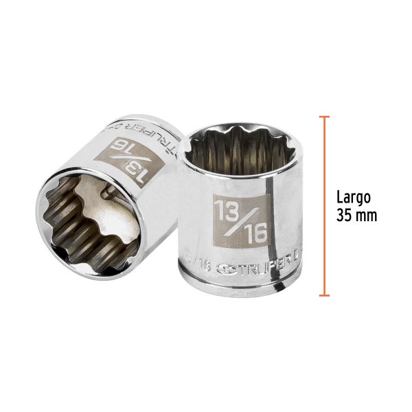 13589 - Dado de 13/16', 12 puntas, cuadro 3/8', Truper