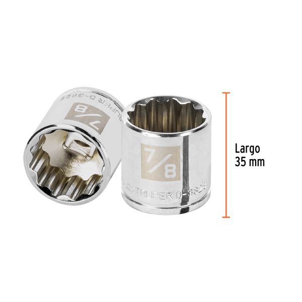 13590 - Dado de 7/8', 12 puntas, cuadro 3/8', Truper