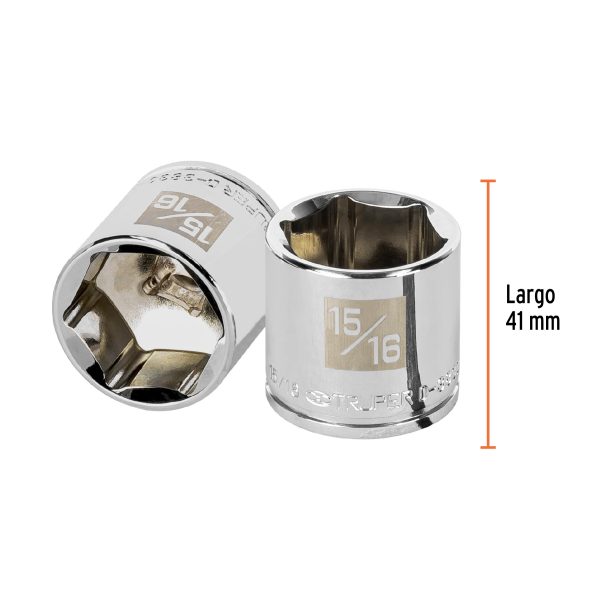 13616 - Dado de 15/16', 6 puntas, cuadro 3/8', Truper