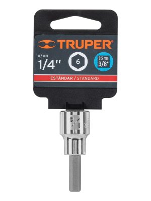 13465 - Dado punta hexagonal de 1/4', cuadro 3/8', Truper