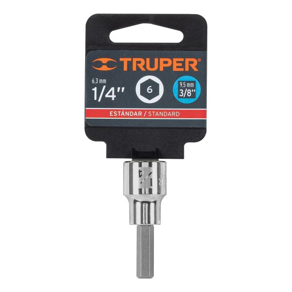 13465 - Dado punta hexagonal de 1/4', cuadro 3/8', Truper