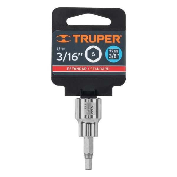 13463 - Dado punta hexagonal de 3/16', cuadro 3/8', Truper