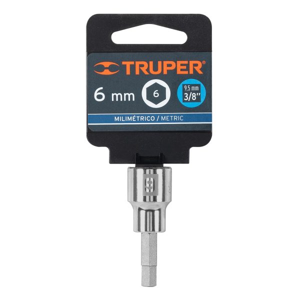 13487 - Dado punta hexagonal de 6 mm, cuadro 3/8', Truper