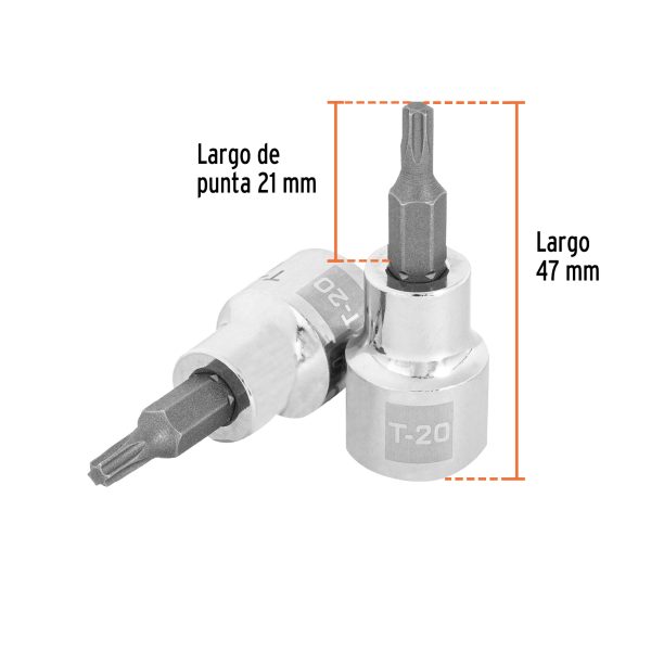 13570 - Dado punta torx T-20, cuadro 3/8', Truper