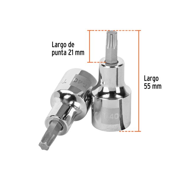 13437 - Dado punta torx T-40, cuadro 1/2', Truper