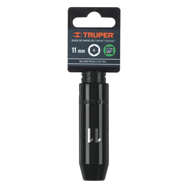 12423 - Dado largo cuadro 1/2' de impacto 6 puntas de 11 mm, Truper