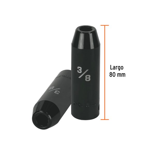 13386 - Dado largo impacto de 3/8', 6 puntas, cuadro 1/2', Truper