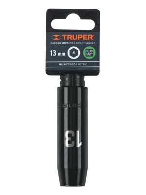 12425 - Dado largo cuadro 1/2' de impacto 6 puntas de 13 mm, Truper