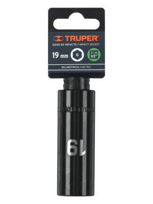 12431 - Dado largo cuadro 1/2' de impacto 6 puntas de 19 mm, Truper