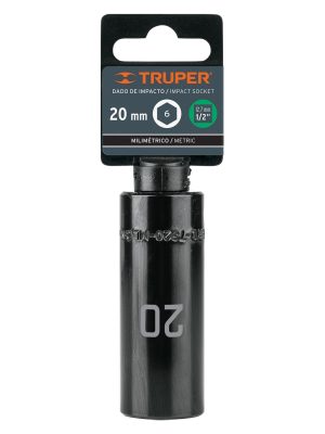 12432 - Dado largo cuadro 1/2' de impacto 6 puntas de 20 mm, Truper