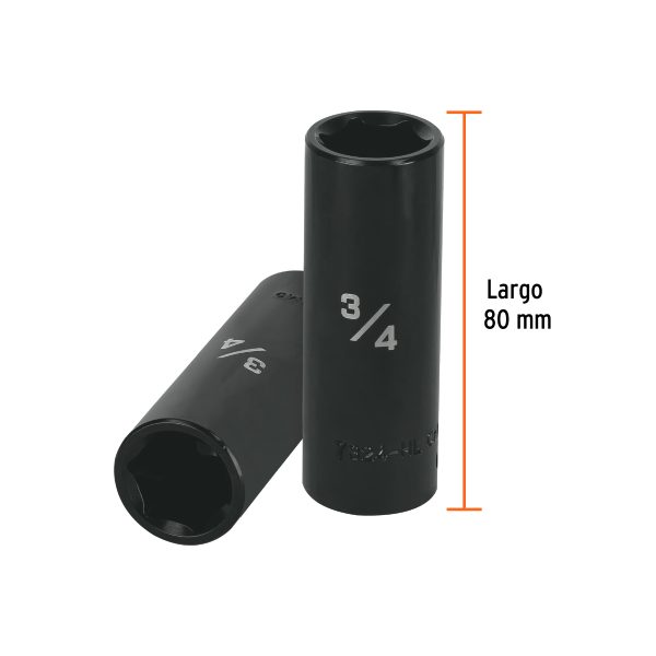 13392 - Dado largo impacto de 3/4', 6 puntas, cuadro 1/2', Truper