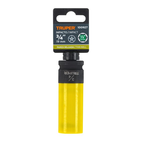 100927 - Dado largo impacto prot. plást. 3/4', 6 puntas, cuadro 1/2'