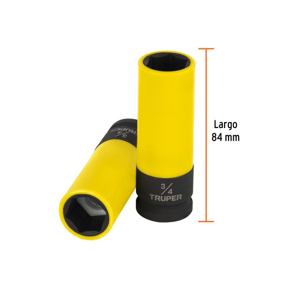 100927 - Dado largo impacto prot. plást. 3/4', 6 puntas, cuadro 1/2'