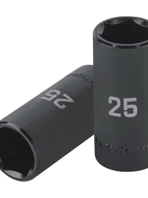 100924 - Dado largo impacto de 25 mm, 6 puntas, cuadro 1/2', Truper