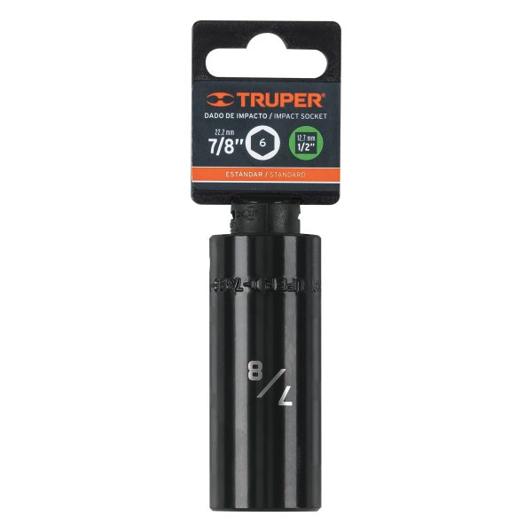 13394 - Dado largo impacto de 7/8', 6 puntas, cuadro 1/2', Truper