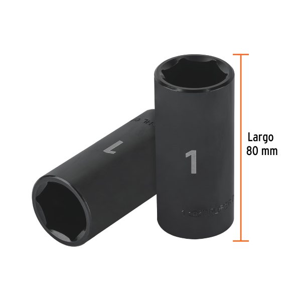 13396 - Dado largo impacto de 1', 6 puntas, cuadro 1/2', Truper