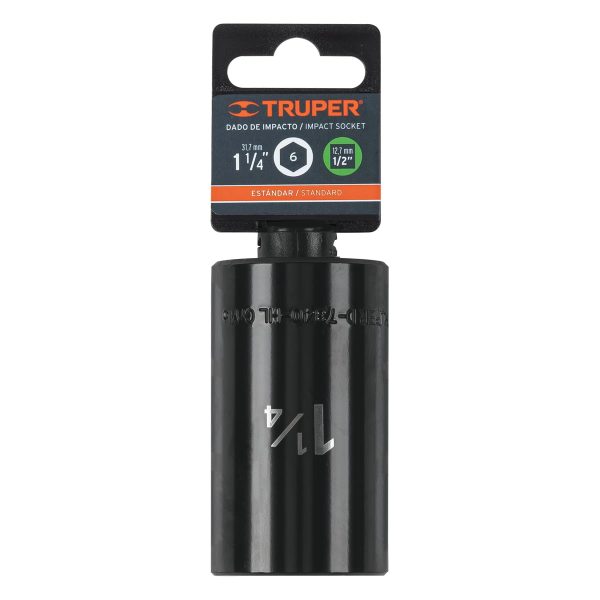 13402 - Dado largo impacto de 1-1/4', 6 puntas, cuadro 1/2', Truper