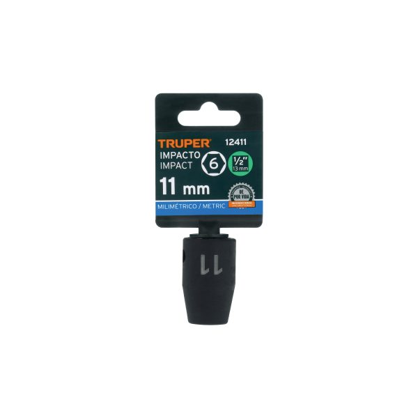 12411 - Dado cuadro 1/2' de impacto 6 puntas de 11 mm, Truper