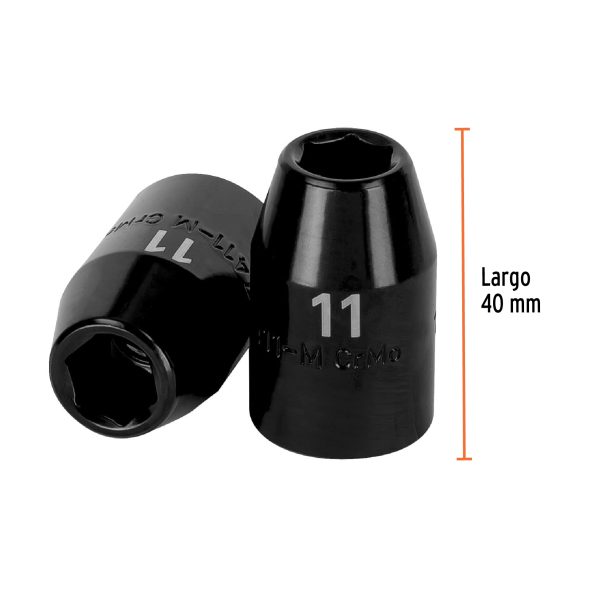 12411 - Dado cuadro 1/2' de impacto 6 puntas de 11 mm, Truper