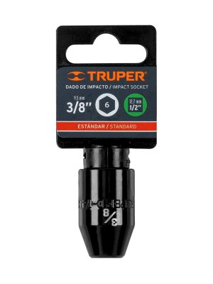 13375 - Dado de impacto de 3/8', 6 puntas, cuadro 1/2', Truper