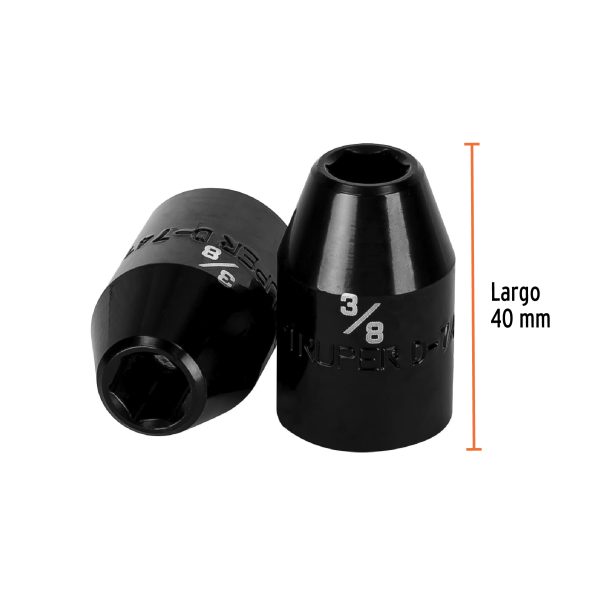 13375 - Dado de impacto de 3/8', 6 puntas, cuadro 1/2', Truper