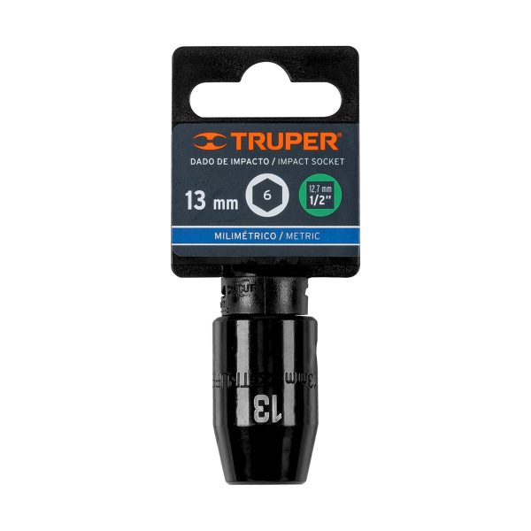 12413 - Dado cuadro 1/2' de impacto 6 puntas de 13 mm, Truper