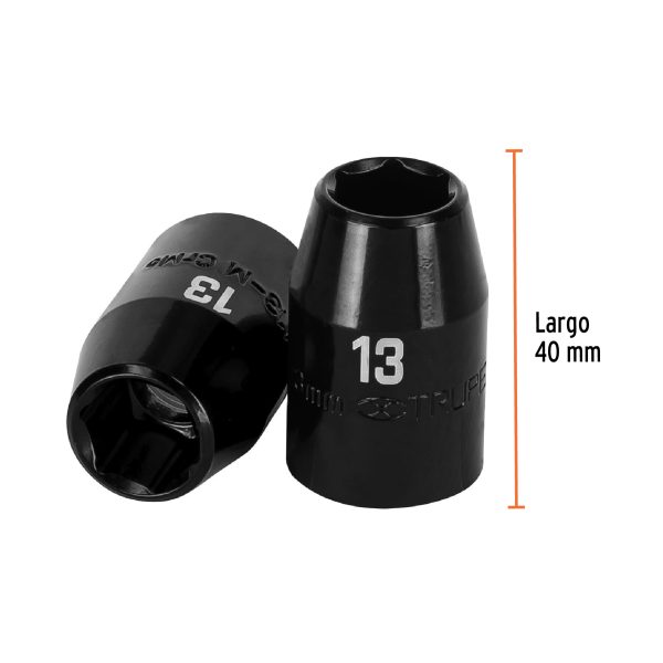 12413 - Dado cuadro 1/2' de impacto 6 puntas de 13 mm, Truper