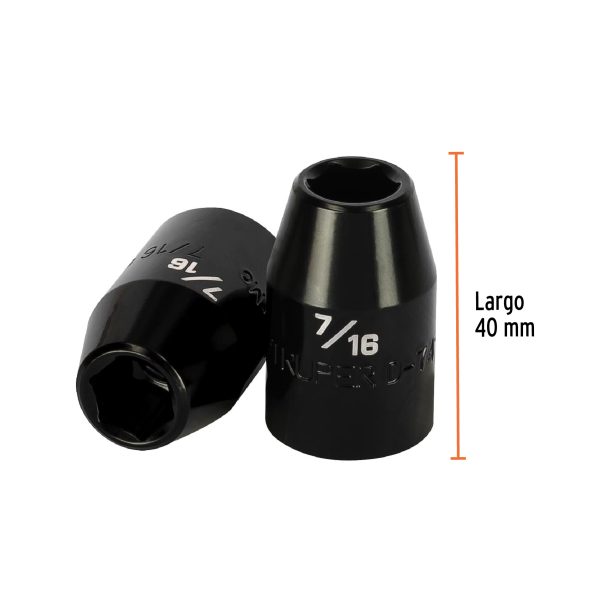 13376 - Dado de impacto de 7/16', 6 puntas, cuadro 1/2', Truper